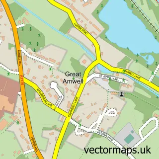 Street map sample of Great Amwell, Hertfordshire