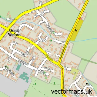 Street map sample of Great Barford, Bedfordshire