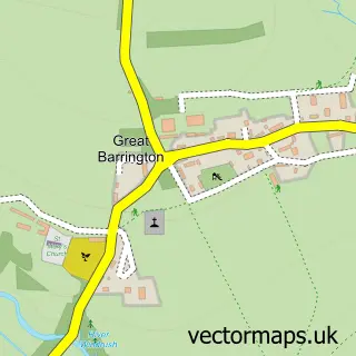 Street map sample of Great Barrington, Gloucestershire