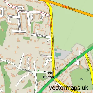 Street map sample of Great Barton, Suffolk