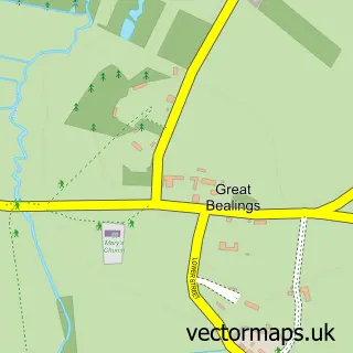 Street map sample of Great Bealings, Suffolk