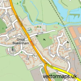 Street map sample of Great Blakenham, Suffolk