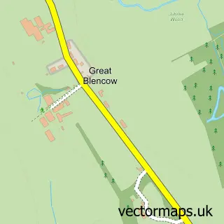 Street map sample of Great Blencow, Cumbria