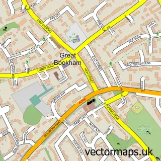 Street map sample of Great Bookham, Surrey