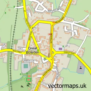 Street map sample of Great Bowden, Leicestershire