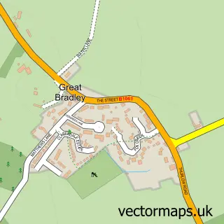 Street map sample of Great Bradley, Suffolk