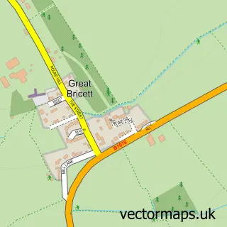 Street map sample of Great Bricett, Suffolk