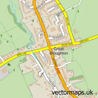 Street map sample of Great Broughton, North Yorkshire