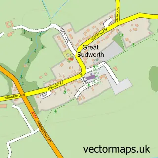 Street map sample of Great Budworth, Cheshire