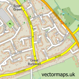 Street map sample of Great Burstead, Essex