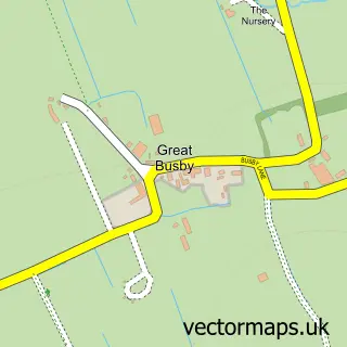 Street map sample of Great Busby, North Yorkshire