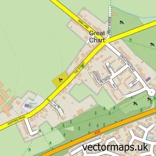 Street map sample of Great Chart, Kent