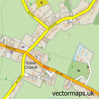Street map sample of Great Chishill, Cambridgeshire