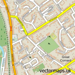 Street map sample of Great Cornard, Suffolk