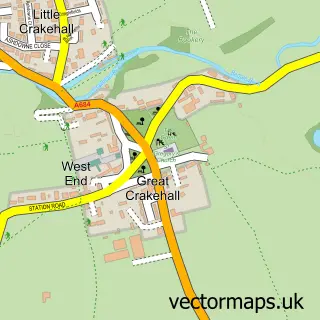 Street map sample of Great Crakehall, North Yorkshire