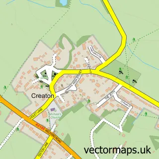Street map sample of Great Creaton, Northamptonshire