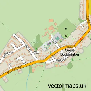Street map sample of Great Doddington, Northamptonshire
