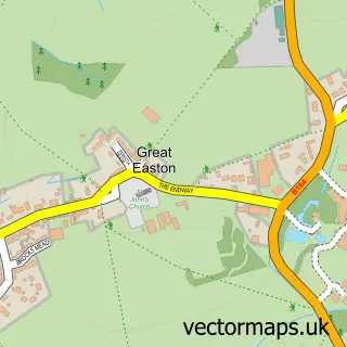 Street map sample of Great Easton, Essex