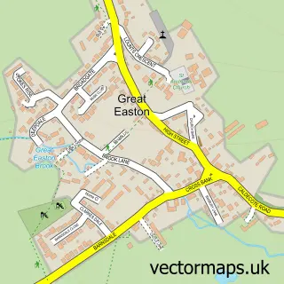 Street map sample of Great Easton, Leicestershire