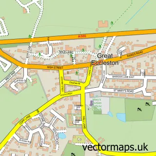 Street map sample of Great Eccleston, Lancashire