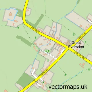 Street map sample of Great Eversden, Cambridgeshire