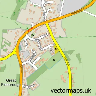 Street map sample of Great Finborough, Suffolk
