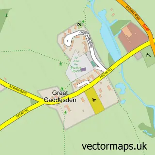 Street map sample of Great Gaddesden, Hertfordshire