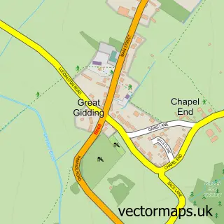 Street map sample of Great Gidding, Cambridgeshire