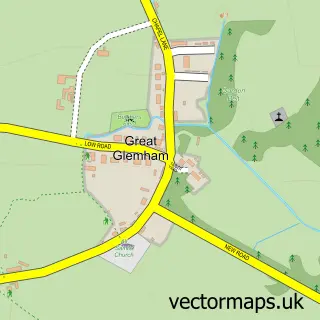 Street map sample of Great Glemham, Suffolk