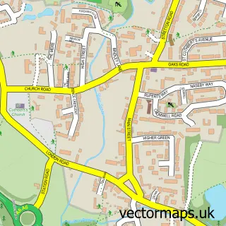 Street map sample of Great Glen, Leicestershire