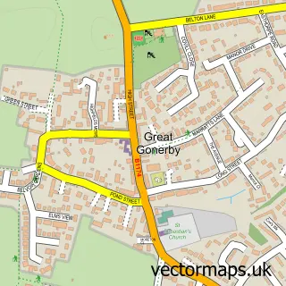 Street map sample of Great Gonerby, Lincolnshire