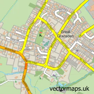 Street map sample of Great Gransden, Cambridgeshire