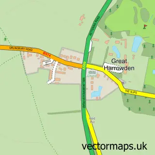 Street map sample of Great Harrowden, Northamptonshire