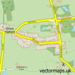 Street map sample of Great Hatfield, East Riding of Yorkshire