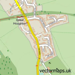 Street map sample of Great Houghton, Northamptonshire