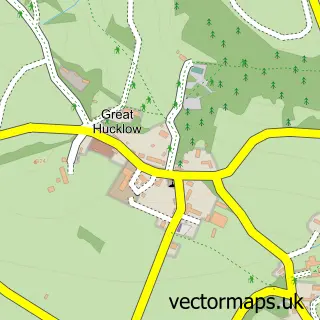Street map sample of Great Hucklow, Derbyshire