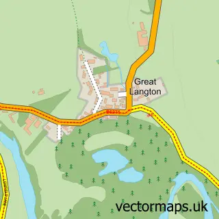 Street map sample of Great Langton, North Yorkshire
