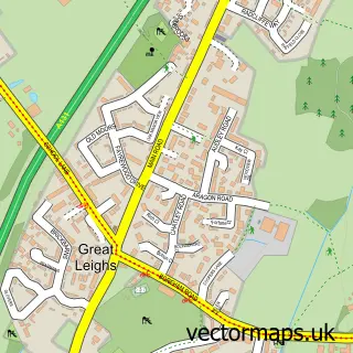 Street map sample of Great Leighs, Essex