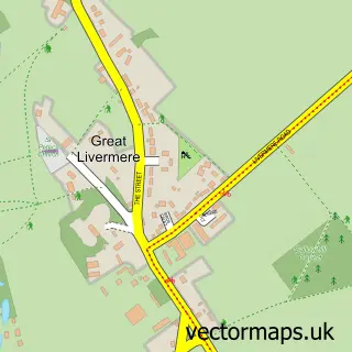 Street map sample of Great Livermere, Suffolk