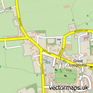 Street map sample of Great Longstone, Derbyshire