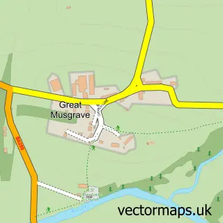 Street map sample of Great Musgrave, Cumbria