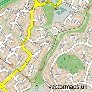 Street map sample of Great Notley, Essex