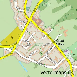 Street map sample of Great Offley, Hertfordshire