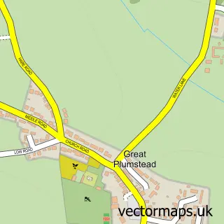 Street map sample of Great Plumstead, Norfolk