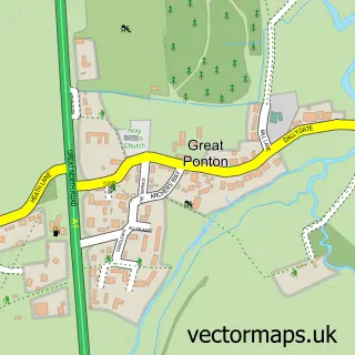 Street map sample of Great Ponton, Lincolnshire