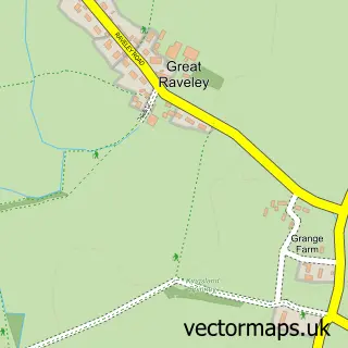 Street map sample of Great Raveley, Cambridgeshire