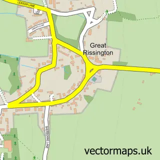 Street map sample of Great Rissington, Gloucestershire