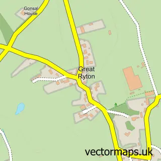 Street map sample of Great Ryton, Shropshire
