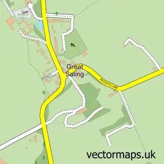 Street map sample of Great Saling, Essex
