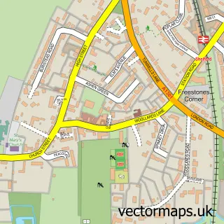 Street map sample of Great Shelford, Cambridgeshire